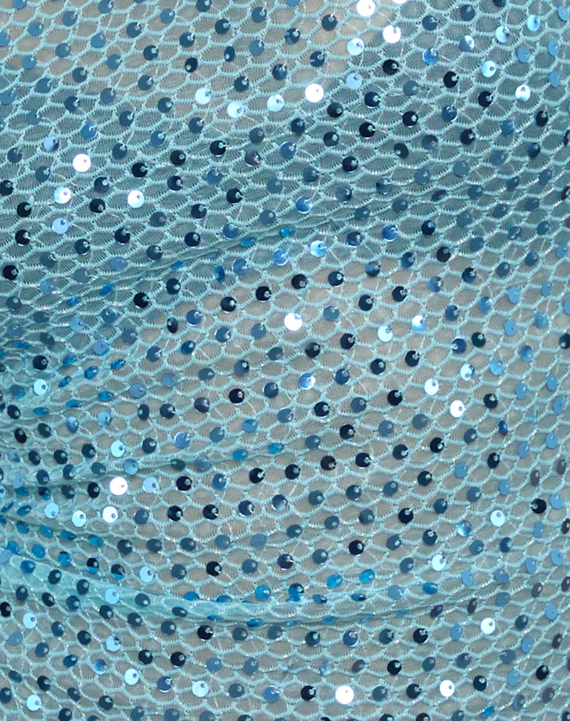 Dudley Vest Top in Sequin Knit Blue - Image 6