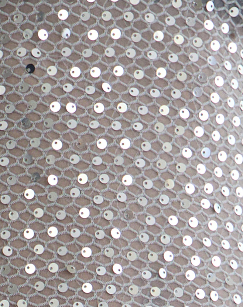Dudley Vest Top in Sequin Knit Dark Silver - Image 6