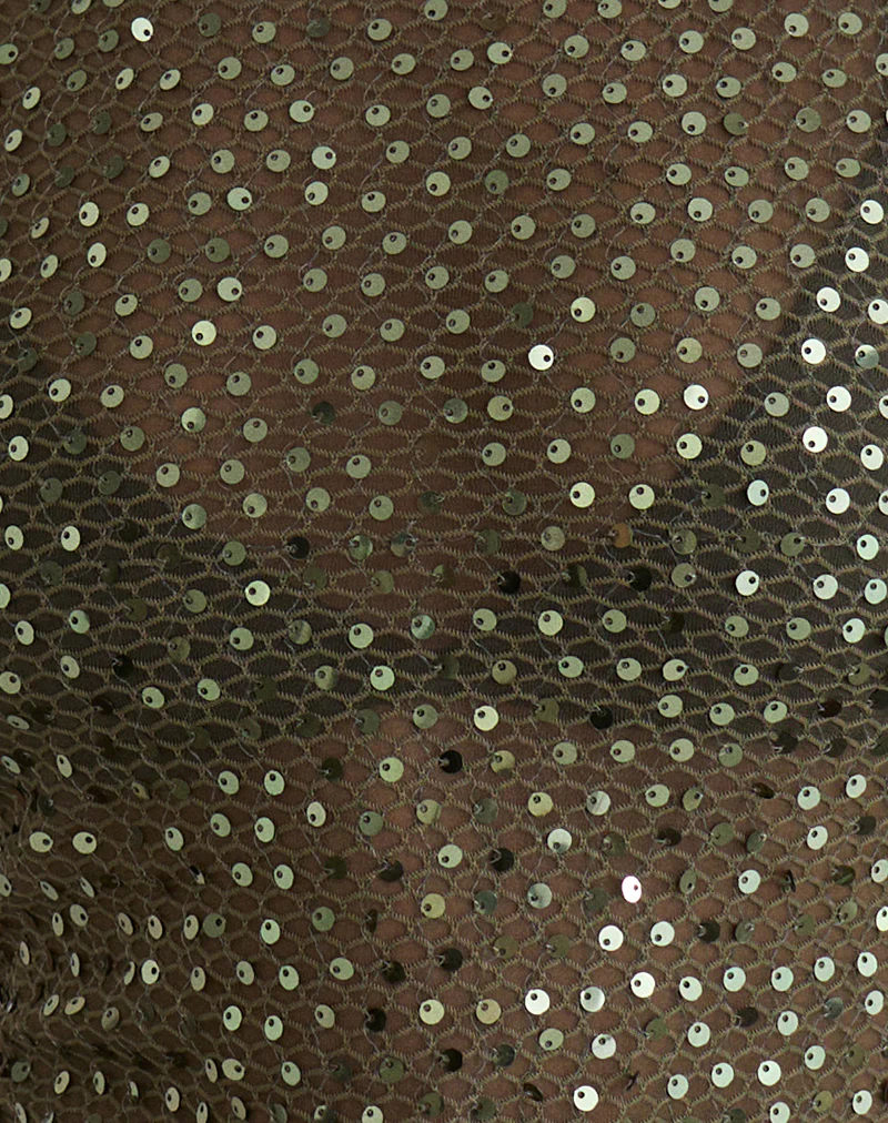 Dudley Vest Top in Sequin Knit Olive - Image 8