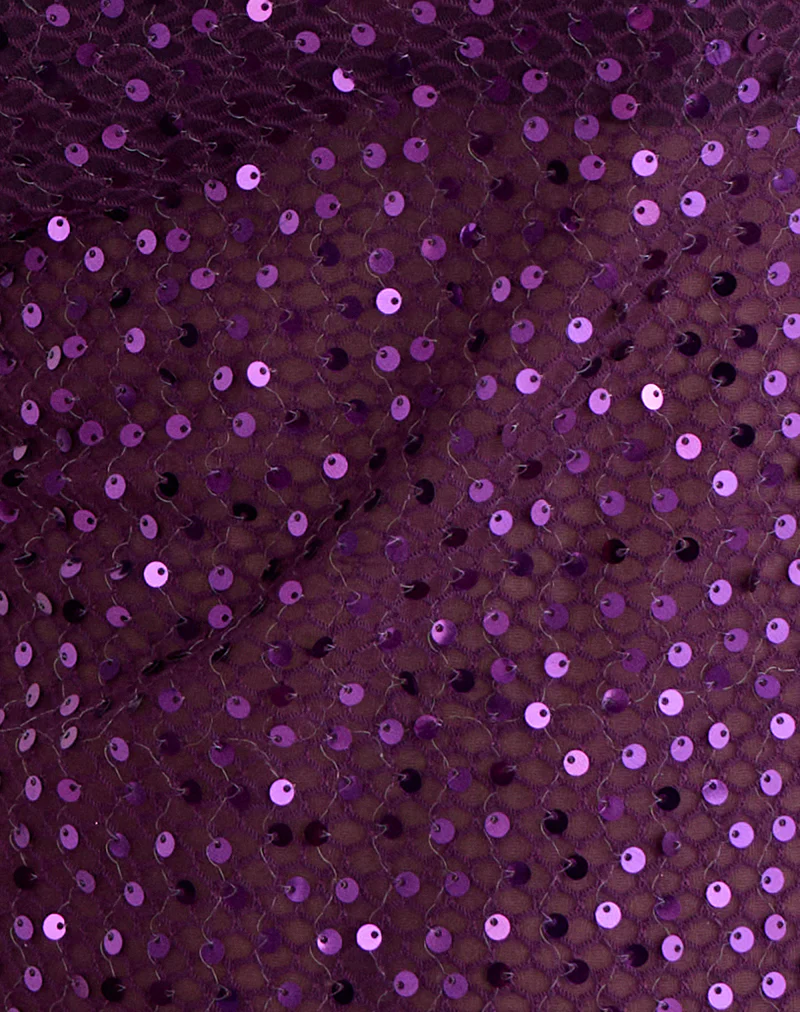 Dudley Vest Top in Sequin Knit Plum Wine - Image 7