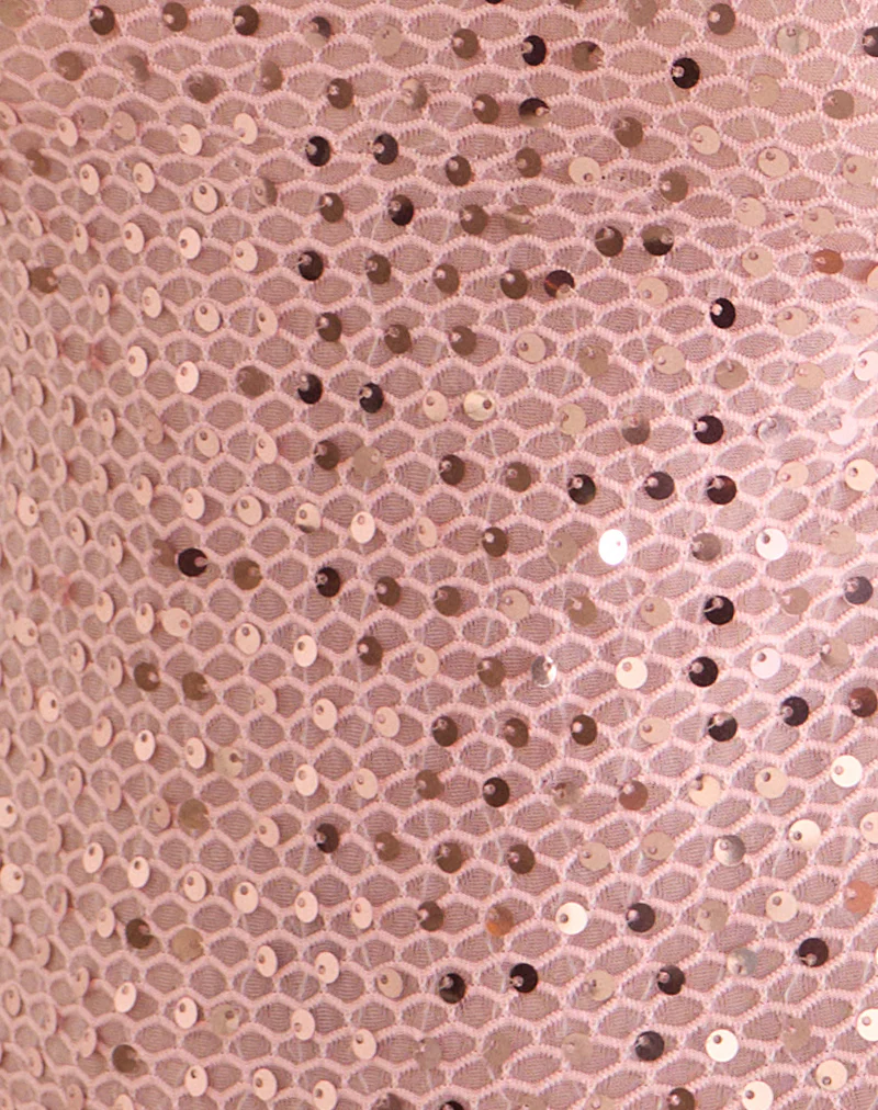 Dudley Vest Top in Sequin Knit Peach - Image 5