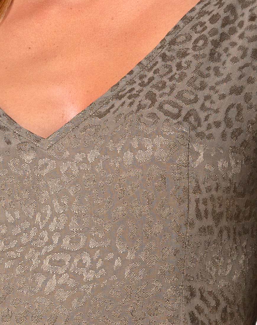 Dumia Mini Dress in Satin Cheetah Silver Grey - Image 5
