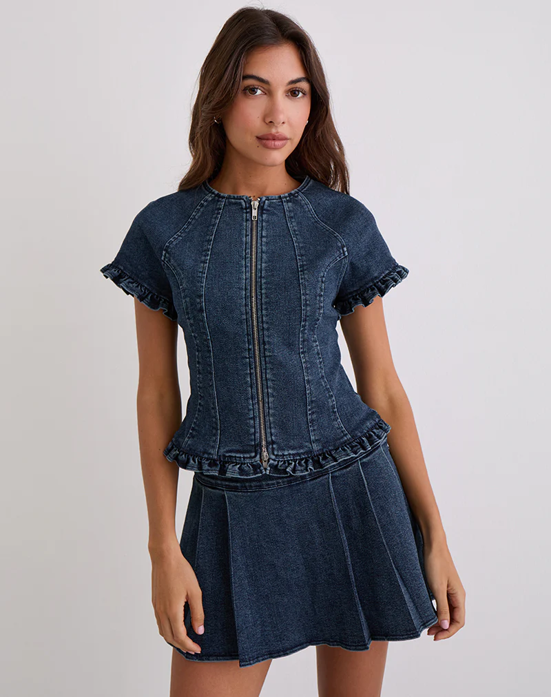 Dunya Top in Chambray Vintage Blue - Image 3