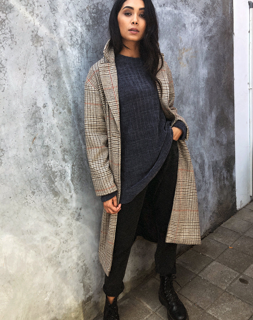 Duster Longline Coat in Glenn Check Natural - Image 2