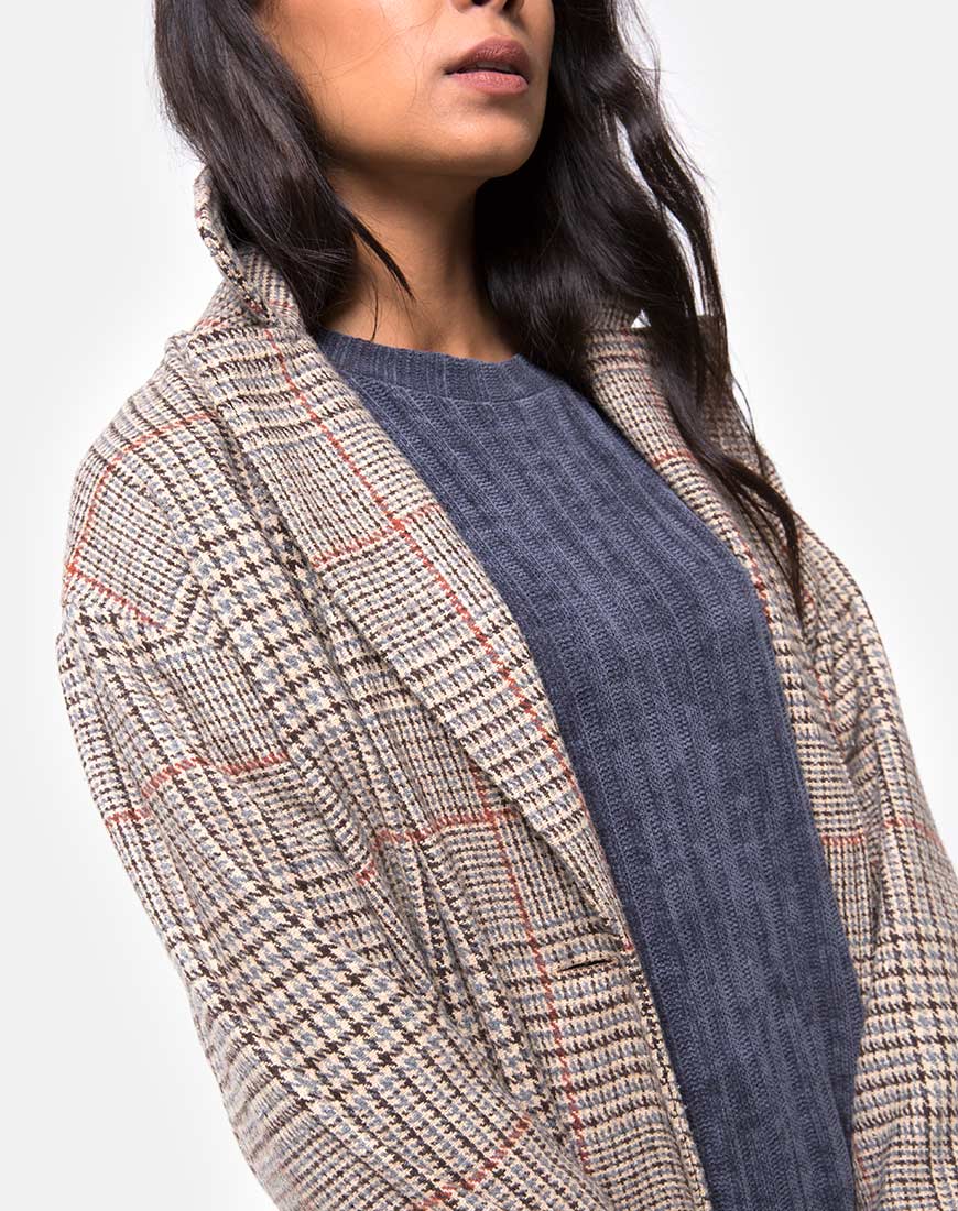 Duster Longline Coat in Glenn Check Natural - Image 8