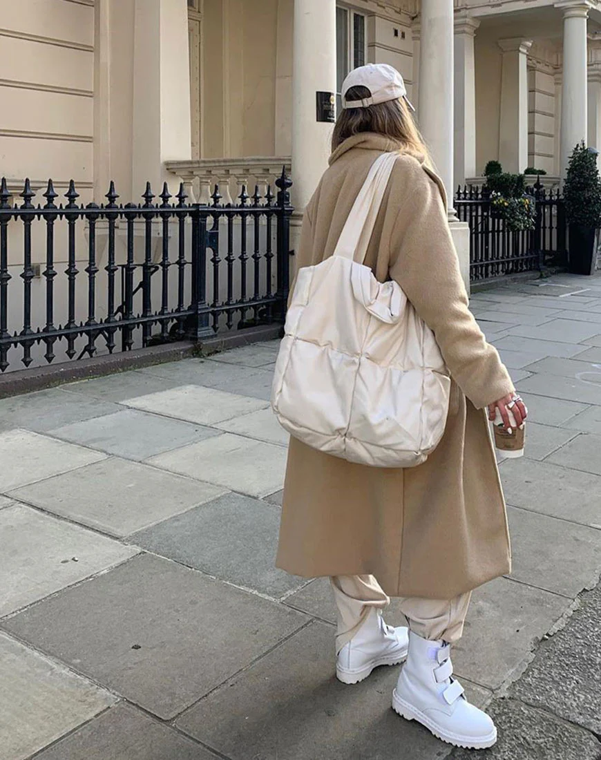 Duster Coat in Woven Tan - Image 2