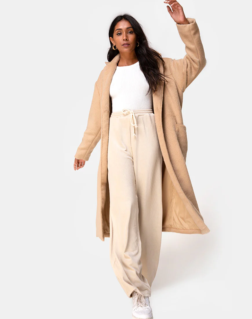 Duster Coat in Woven Tan - Image 4