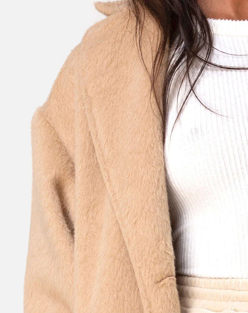 Duster Coat in Woven Tan - Image 7