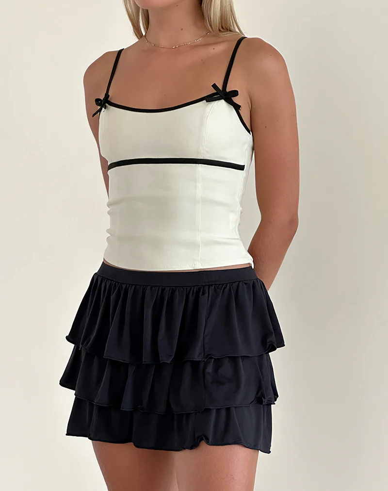Duta Cami Top in Cream with Black Bows - Image 2