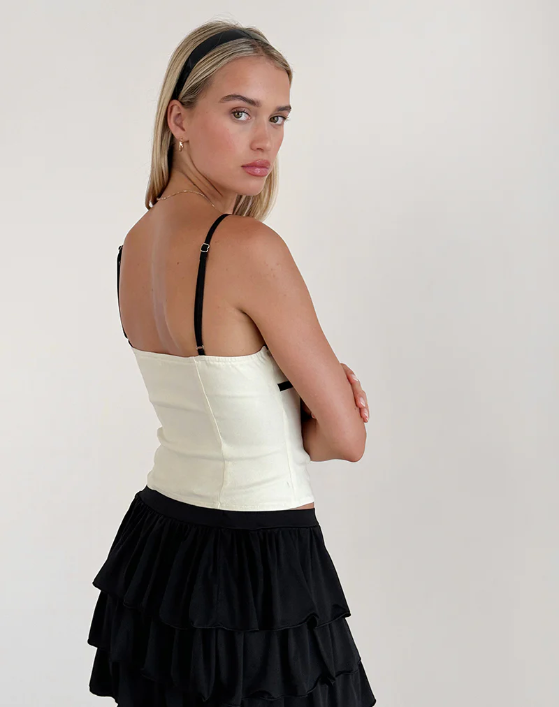 Duta Cami Top in Cream with Black Bows - Image 3
