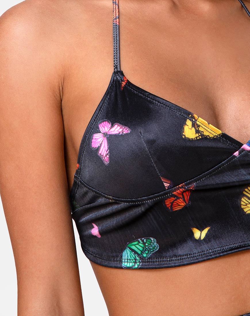 Dyla Top in Black Satin Butterfly - Image 8
