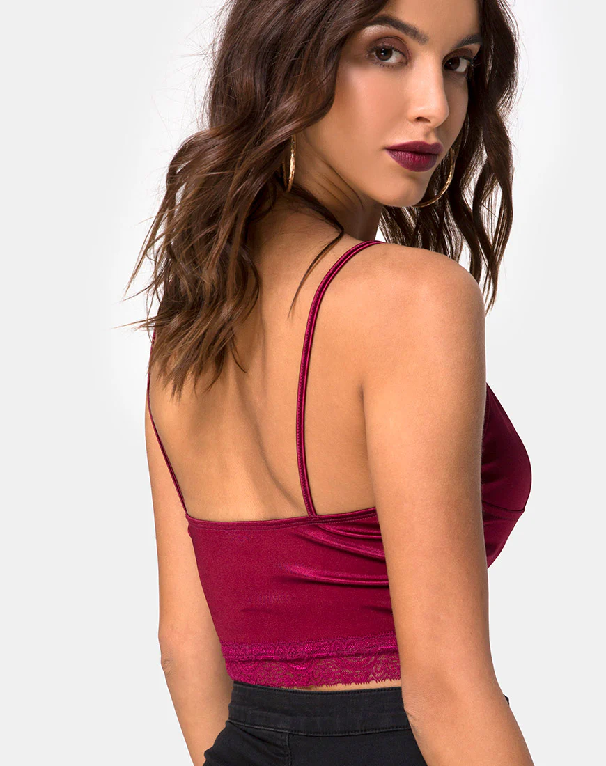 Dyrana Top in Burgundy with Burgundy Lace - Image 2
