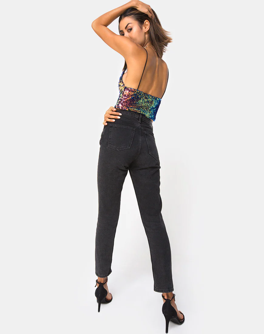 Dyrilla Cropped Bralet in Dragon Fruit Sequin - Image 5