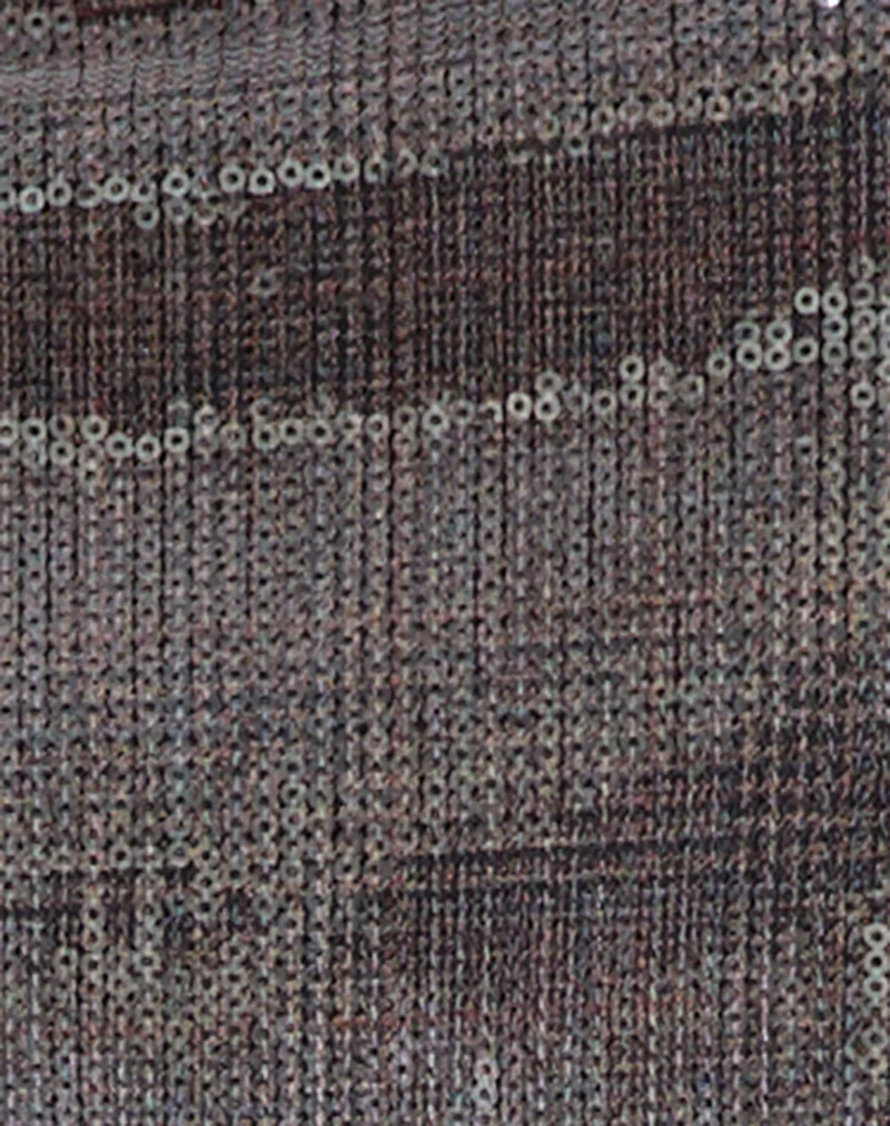 Earline Mini Skirt in Sequin Check Brown - Image 6