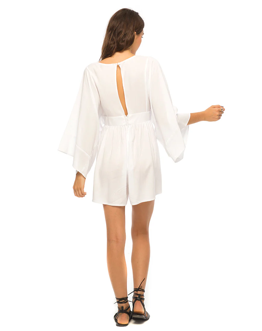 Eclipse Kimono Sleeve Playsuit in White - Image 3