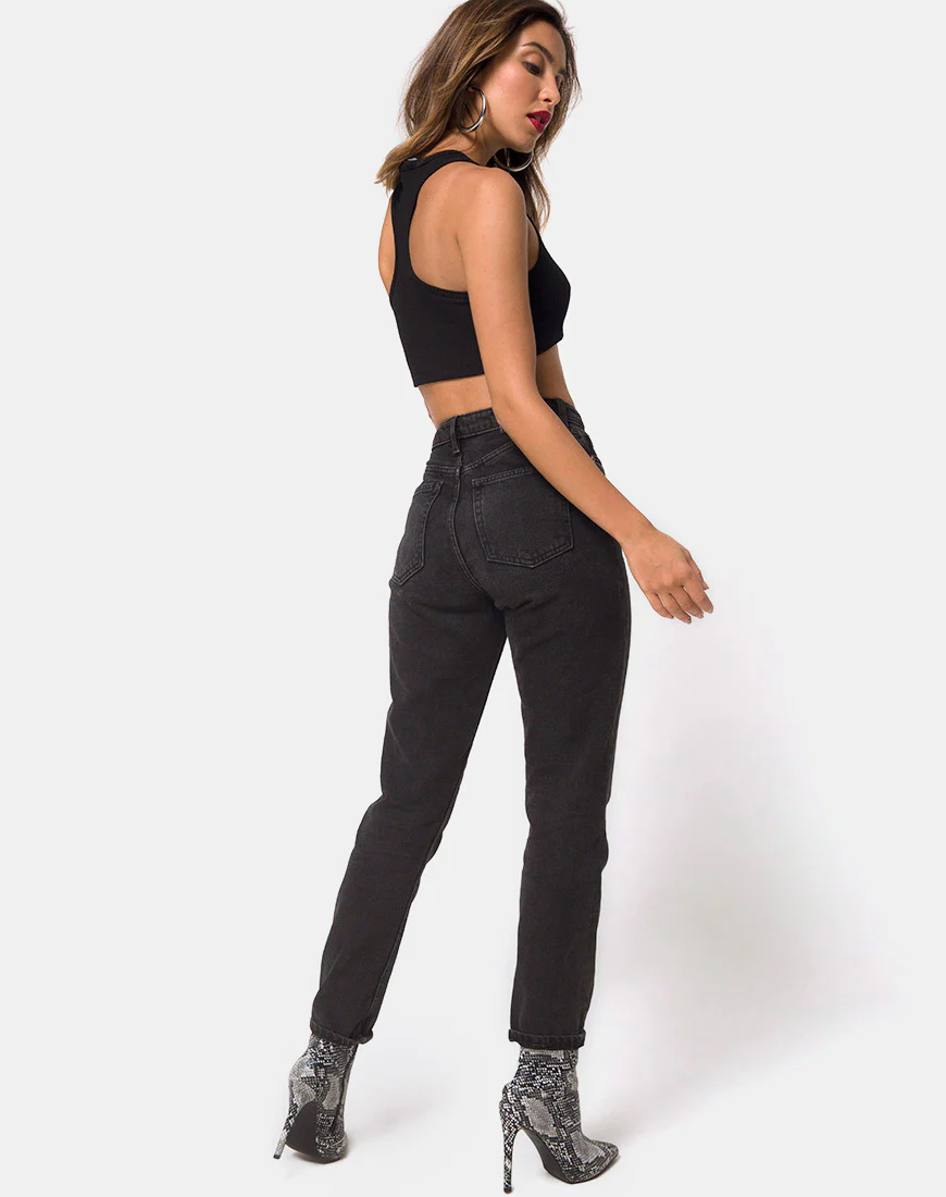 Edina Crop Top in Rib Black - Image 4