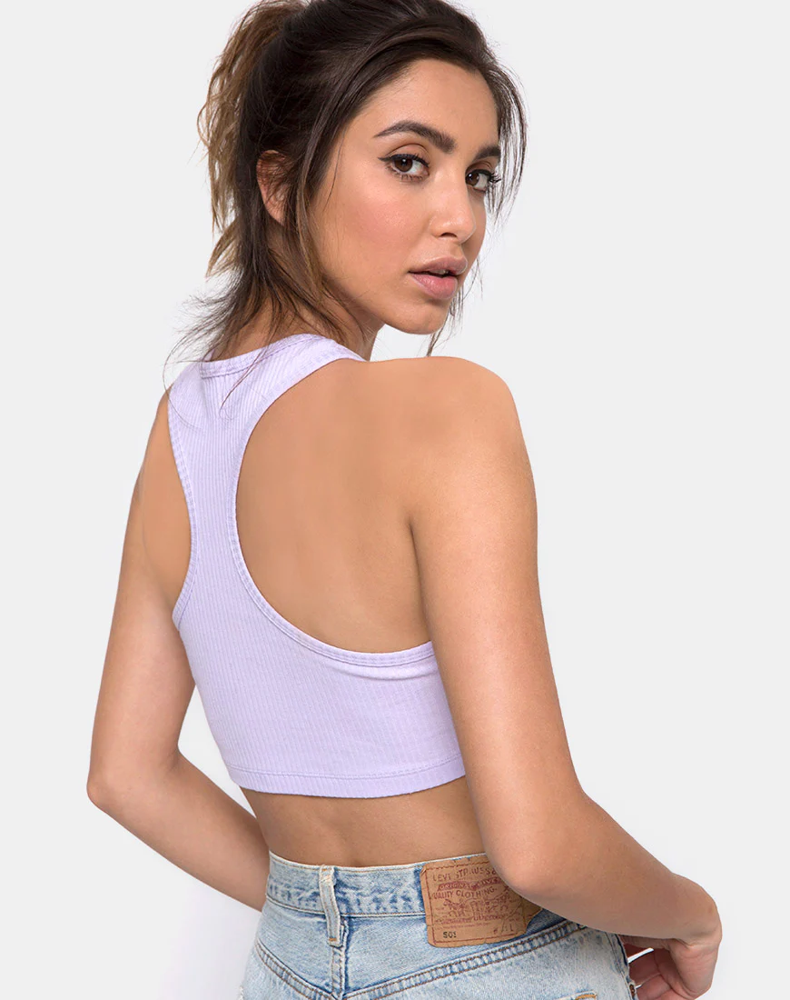 Edina Crop Top Rib Lilac - Image 2