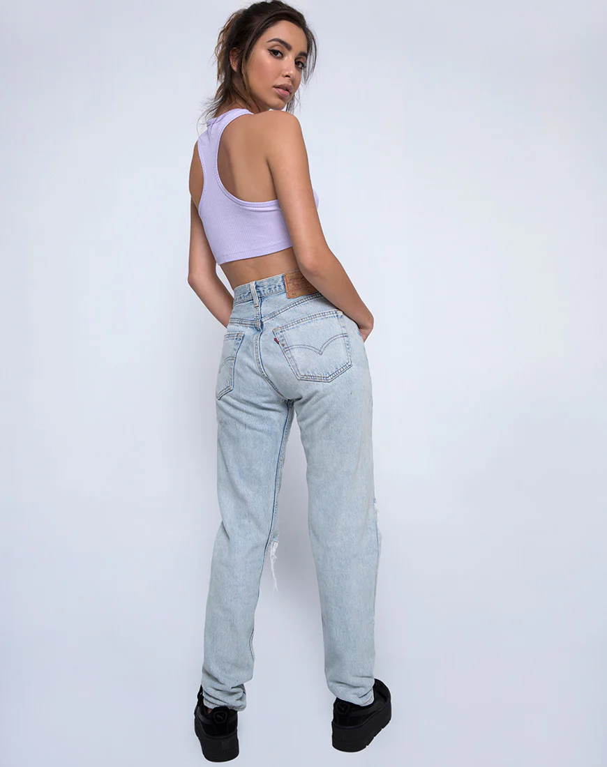 Edina Crop Top Rib Lilac - Image 4
