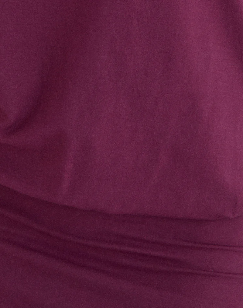 Edwina Off the Shoulder Mini Dress in Deep Purple - Image 6
