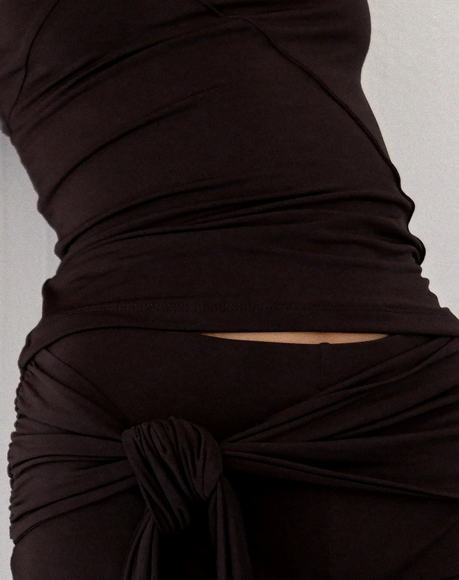 Effy Capri Trousers with Wrap Waistband in Mocca - Image 3