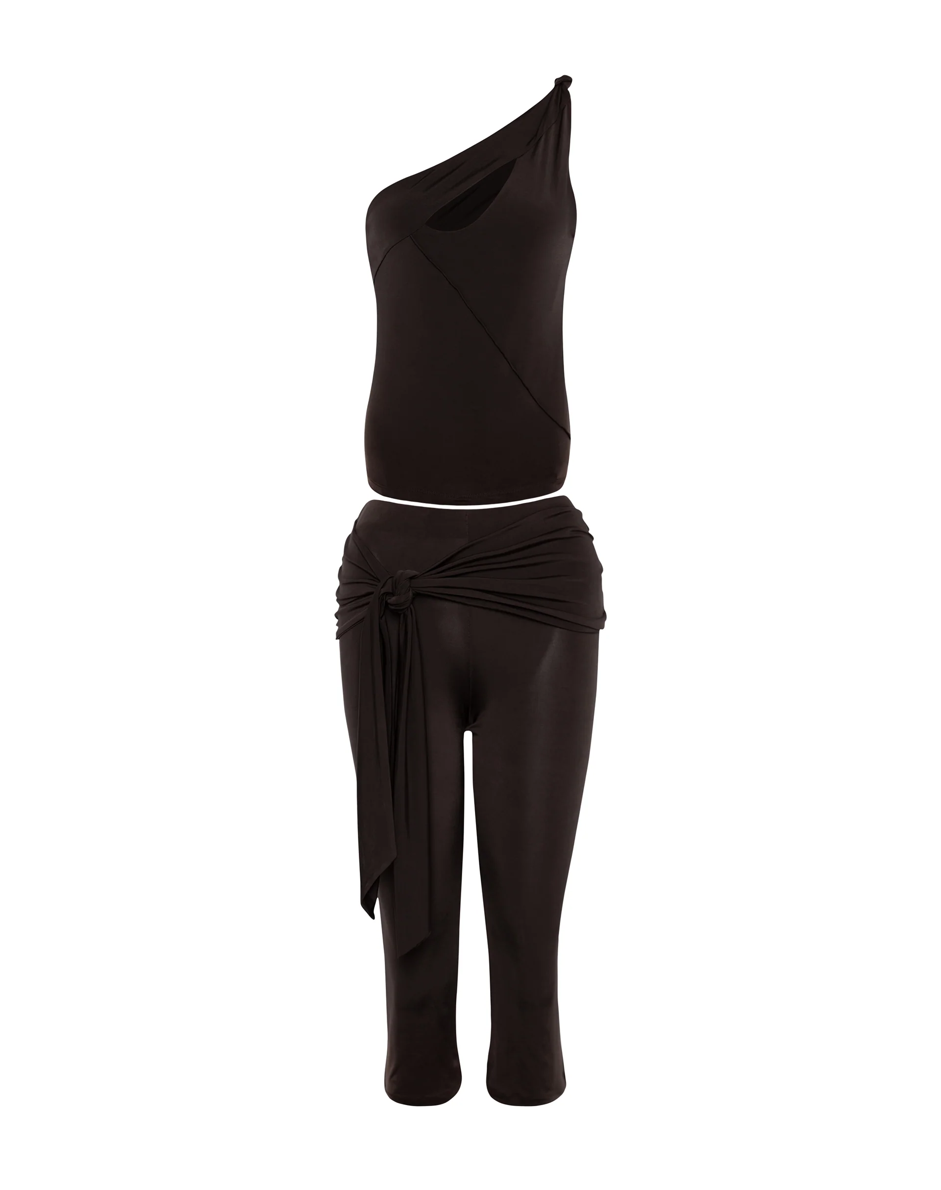 Effy Capri Trousers with Wrap Waistband in Mocca - Image 7