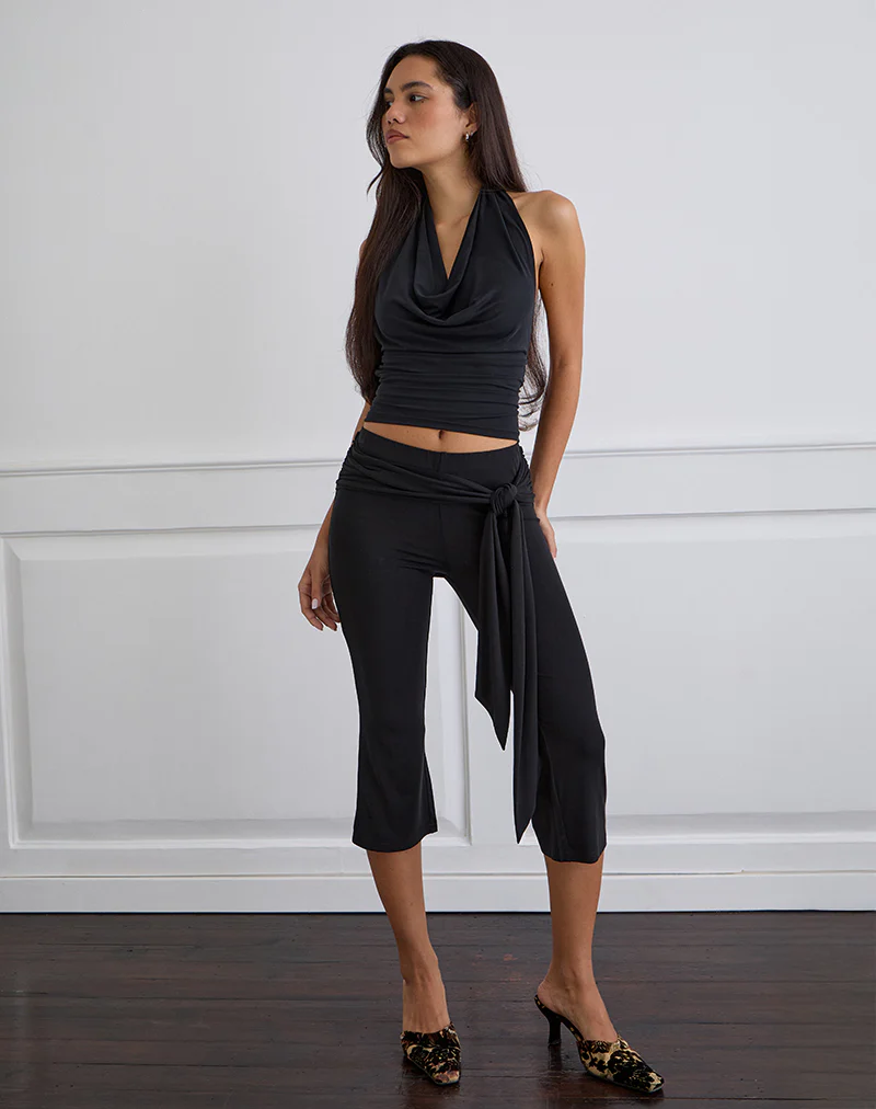 Effy Tie Side Cupro Capri in Black - Image 3