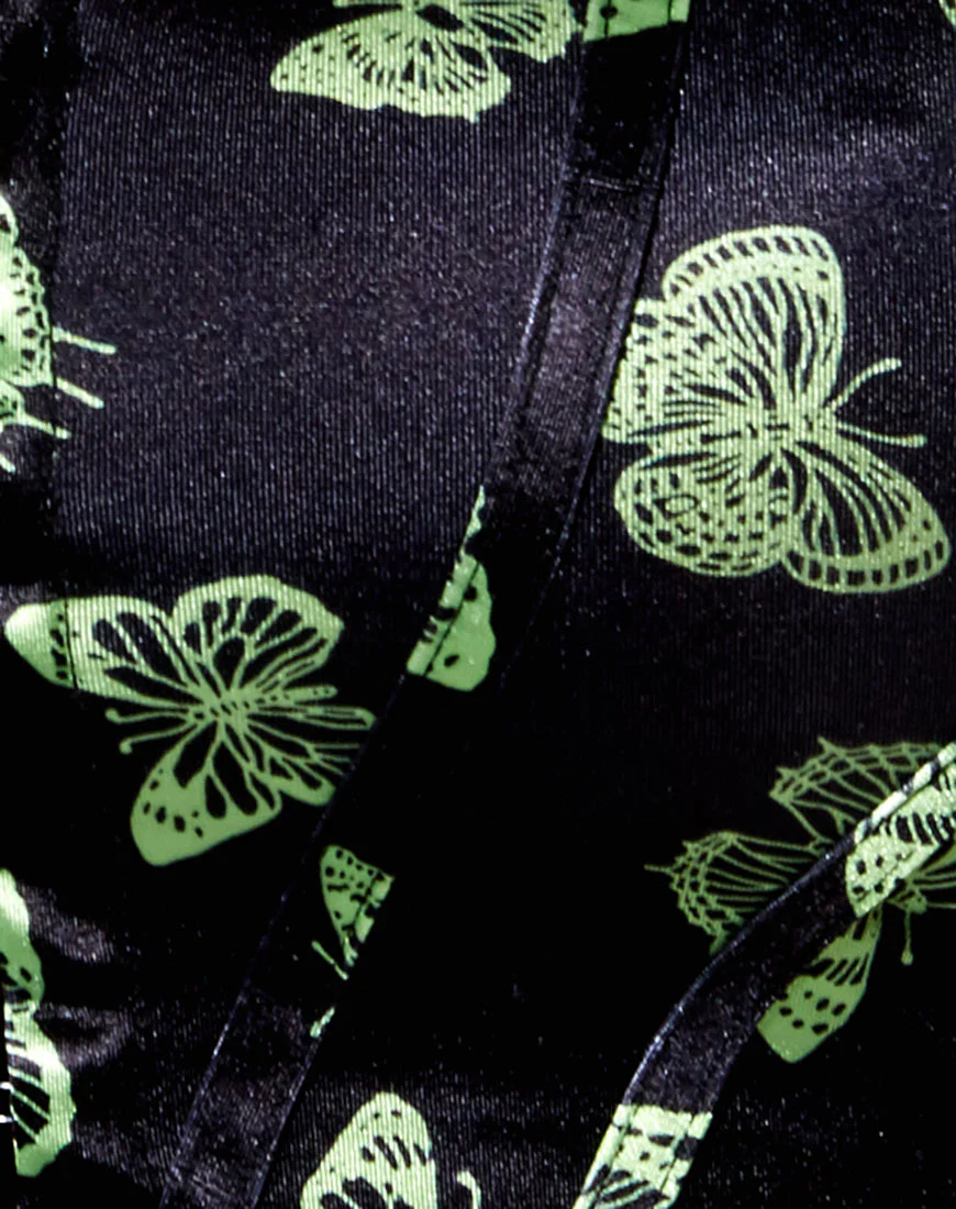 Elci Corset Top in Black Butterfly Lime - Image 5
