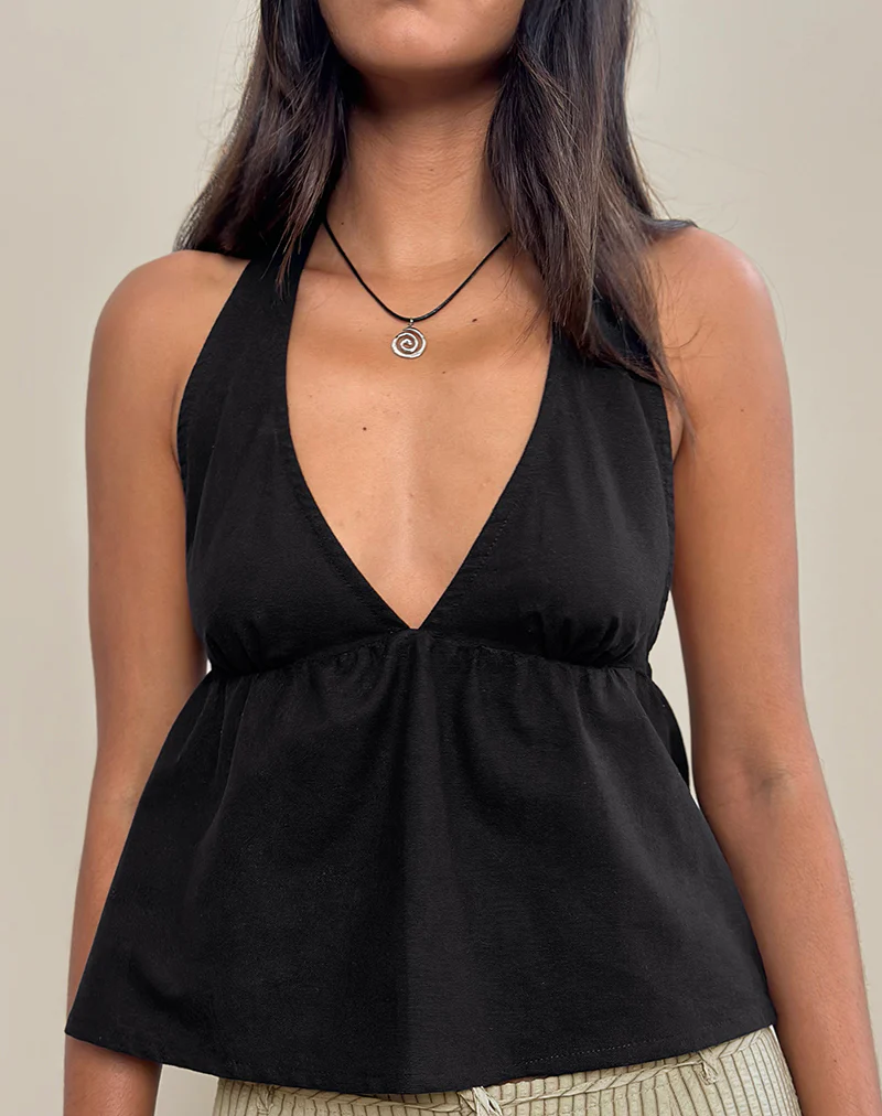 Eldana Halterneck Top in Black - Image 3