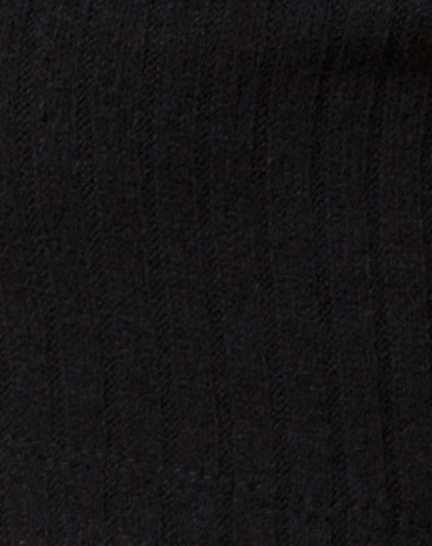 Elena Crop Top in Rib Knit Black - Image 5