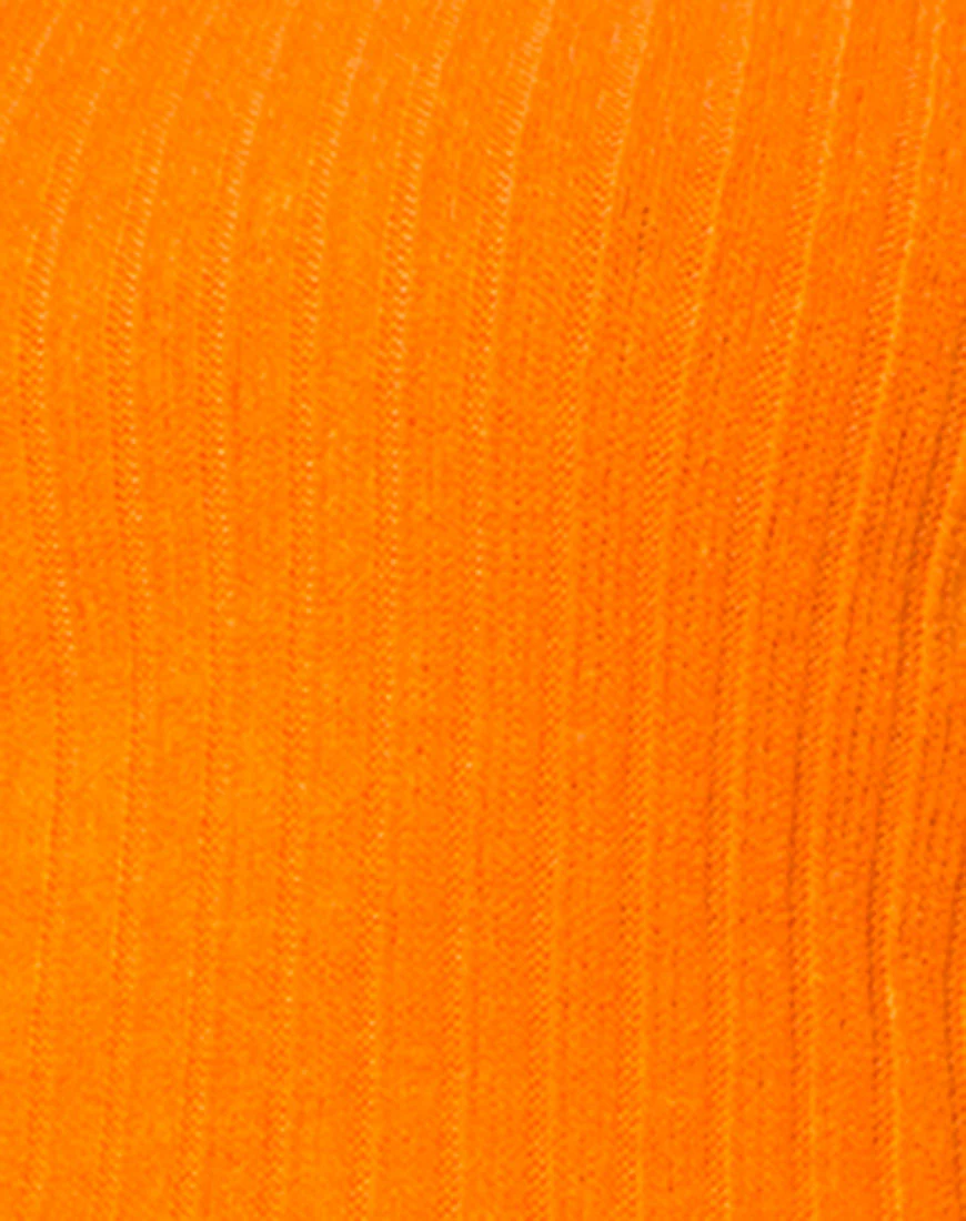 Elena Crop Top in Rib Knit Orange - Image 5