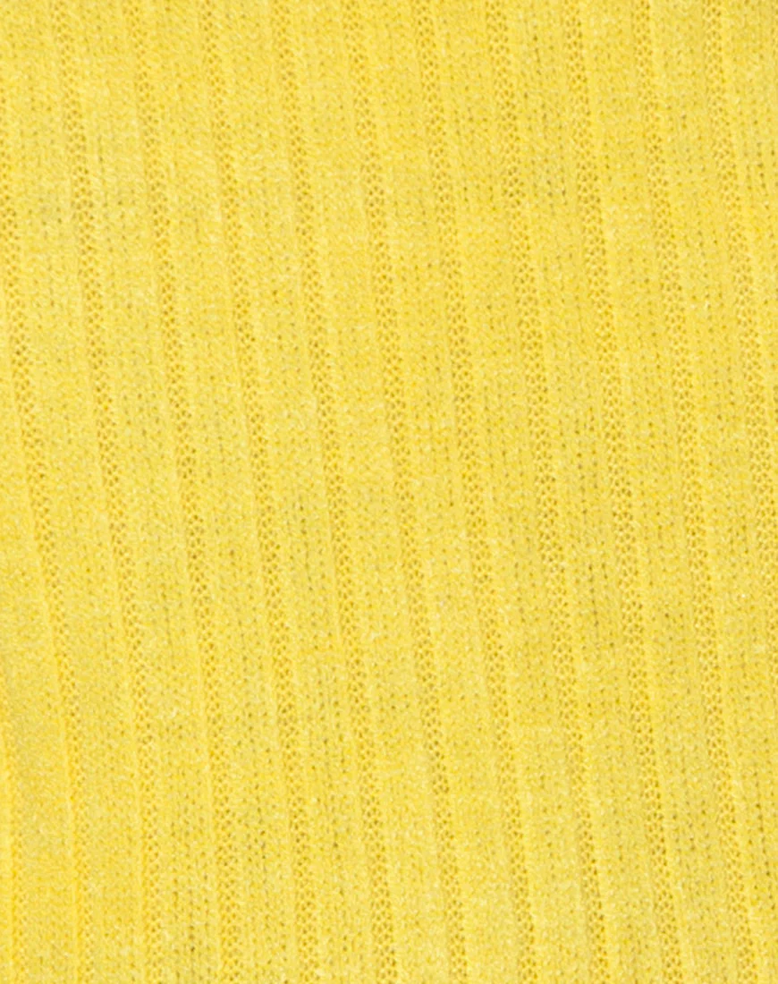 Elena Crop Top in Rib Knit Yellow - Image 5