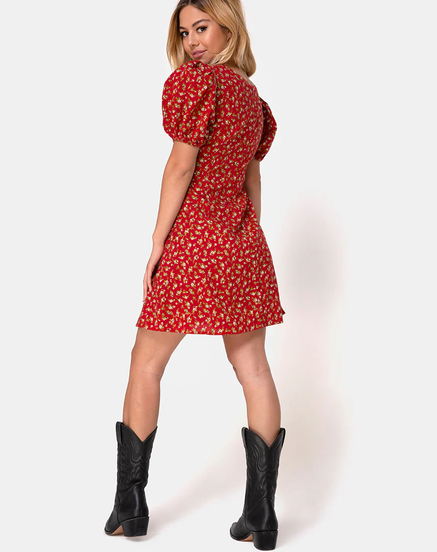 Elfira Dress in Falling for You Floral Red - Image 6