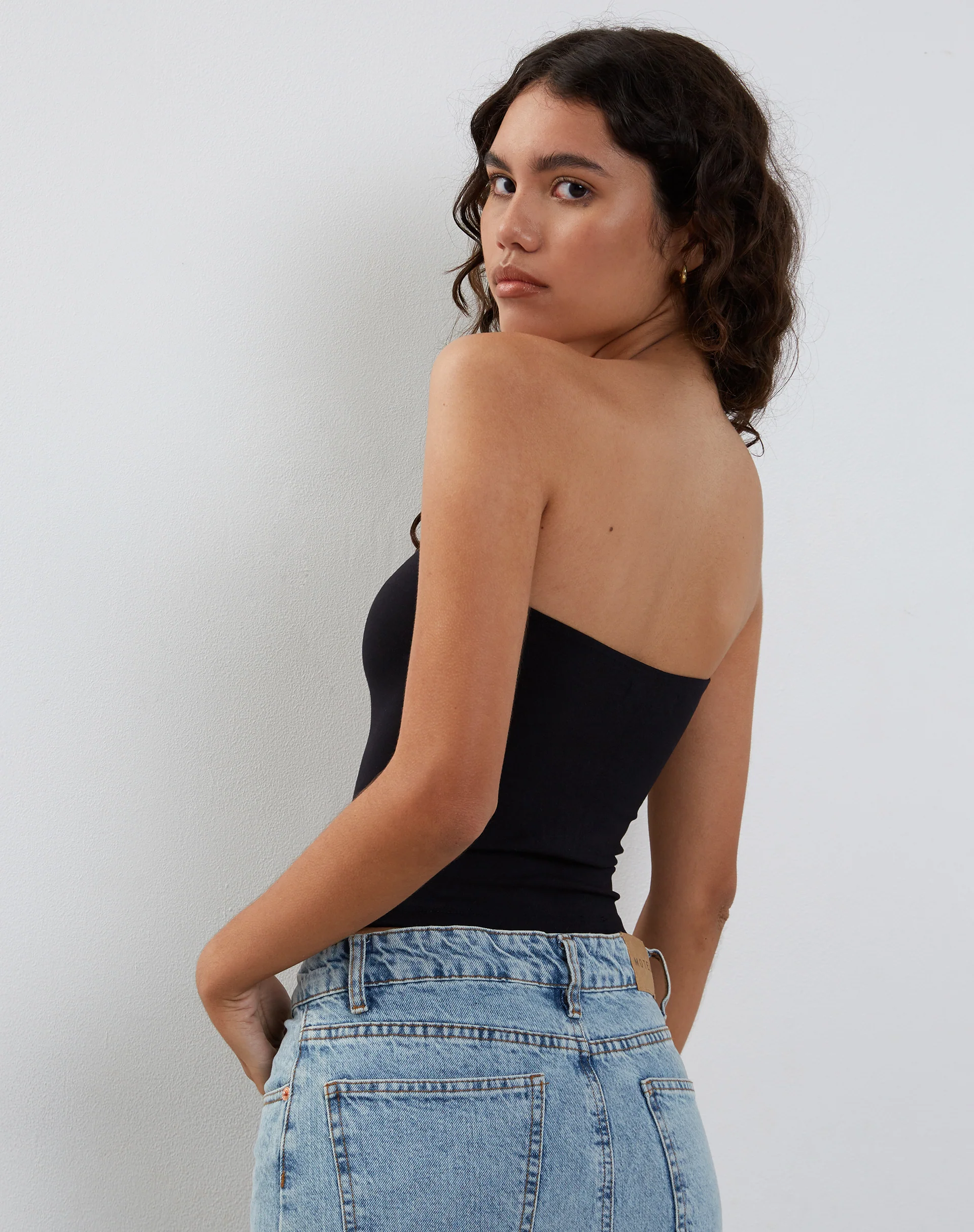 Elia Heavy Lycra Bandeau Top in Lycra Black - Image 2