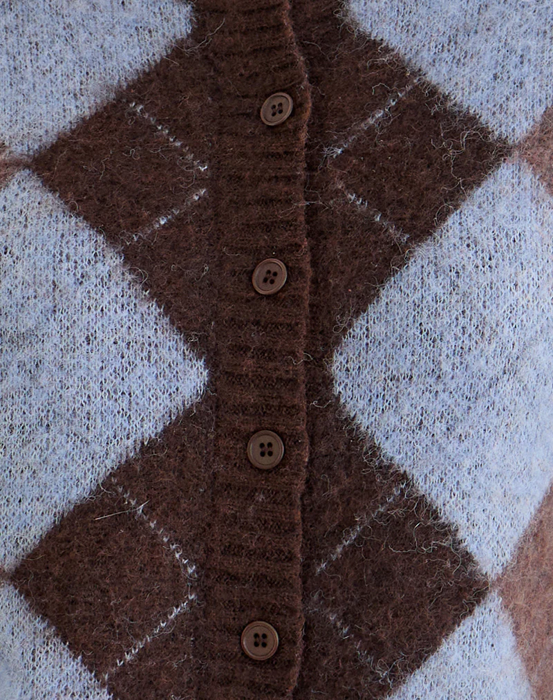 Eliana Cardigan in Knit Argyle Blue - Image 7
