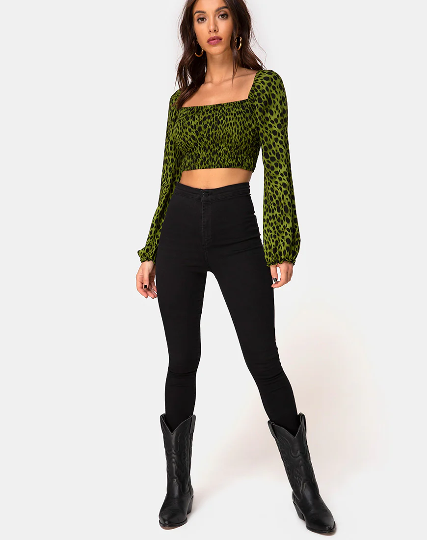 Elina Top in Cheetah Khaki - Image 3