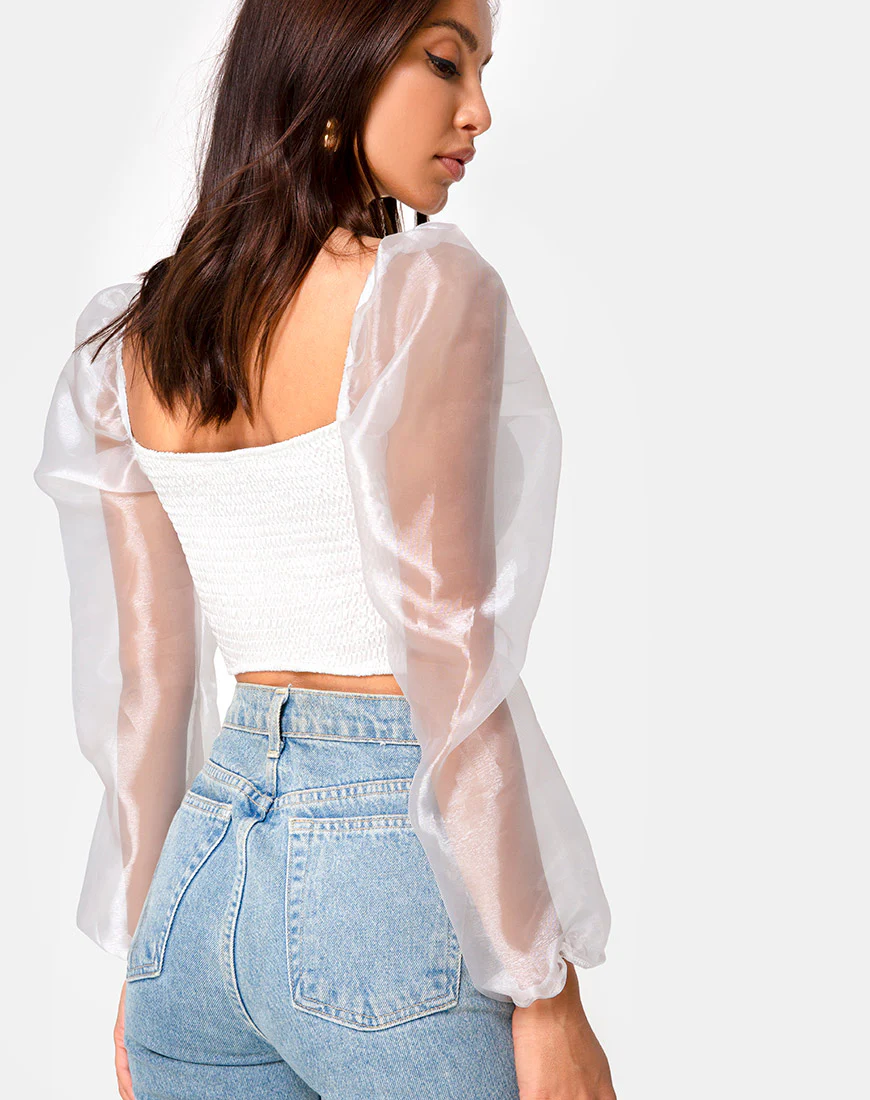 Elina Top in Organza Cream - Image 2