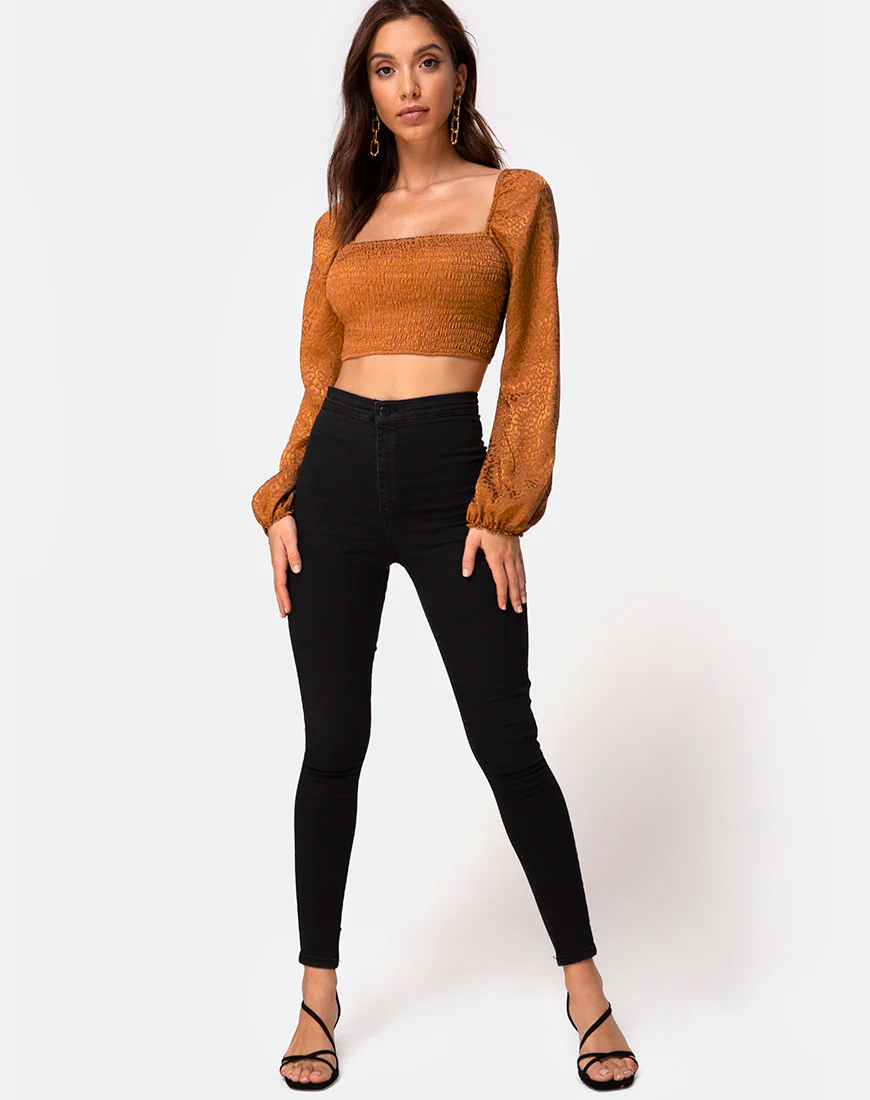 Elina Top in Satin Cheetah Gold - Image 3