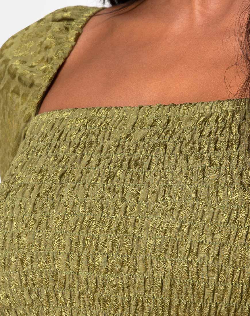 Elina Top in Satin Cheetah Khaki - Image 5