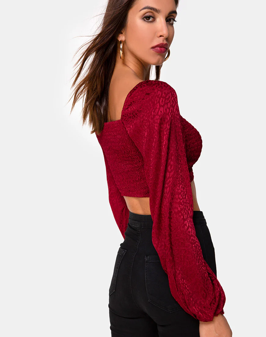 Elina Top in Satin Cheetah Raspberry - Image 2
