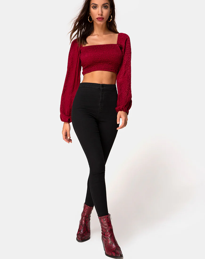 Elina Top in Satin Cheetah Raspberry - Image 3