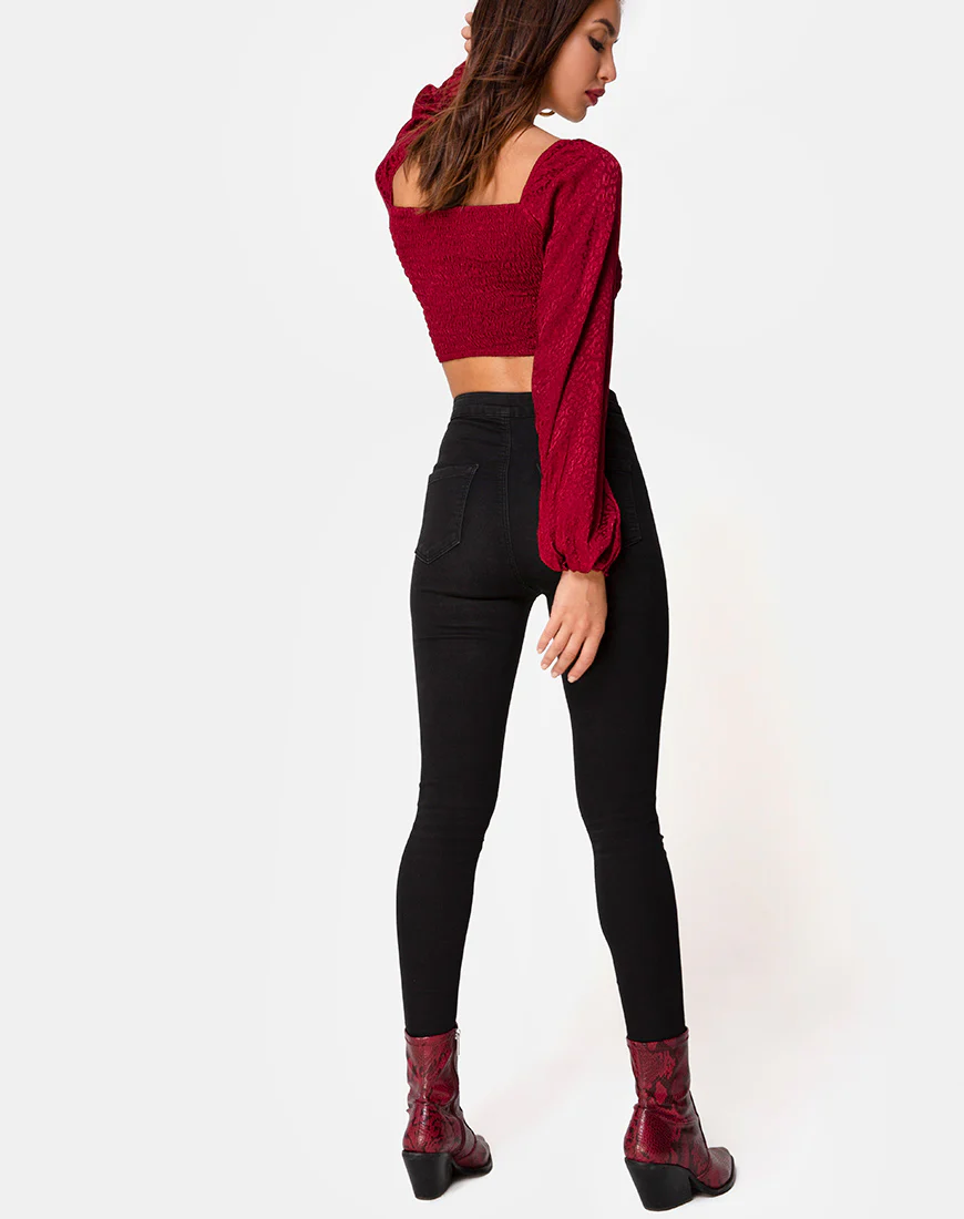 Elina Top in Satin Cheetah Raspberry - Image 4