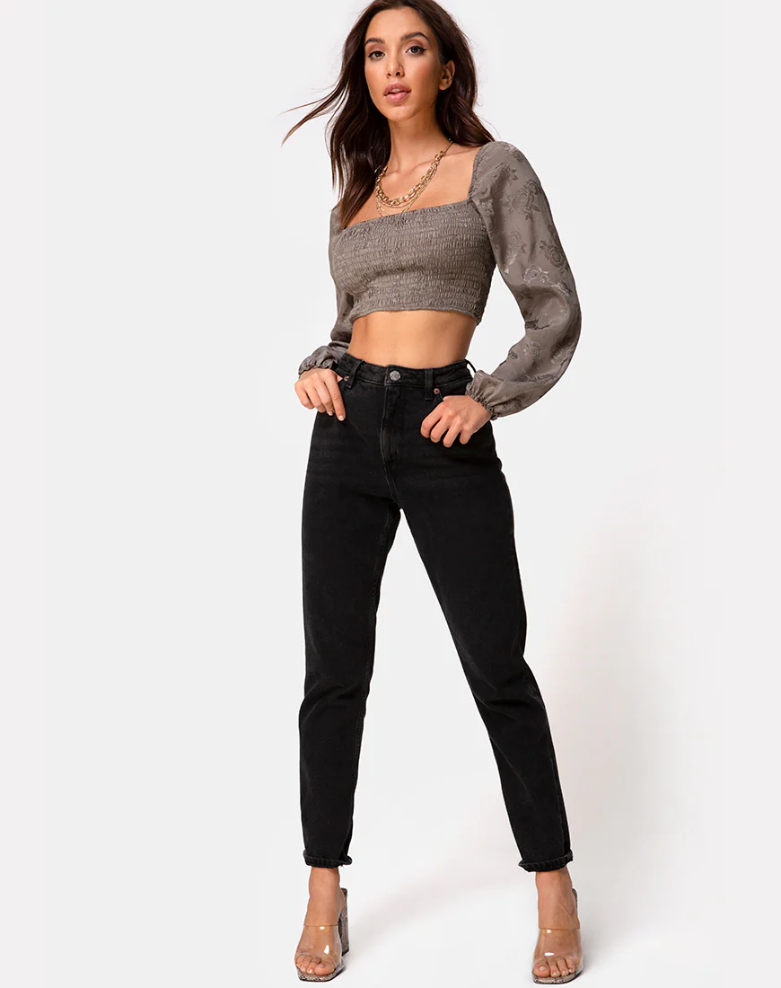 Elina Top in Satin Rose Silver Grey - Image 3