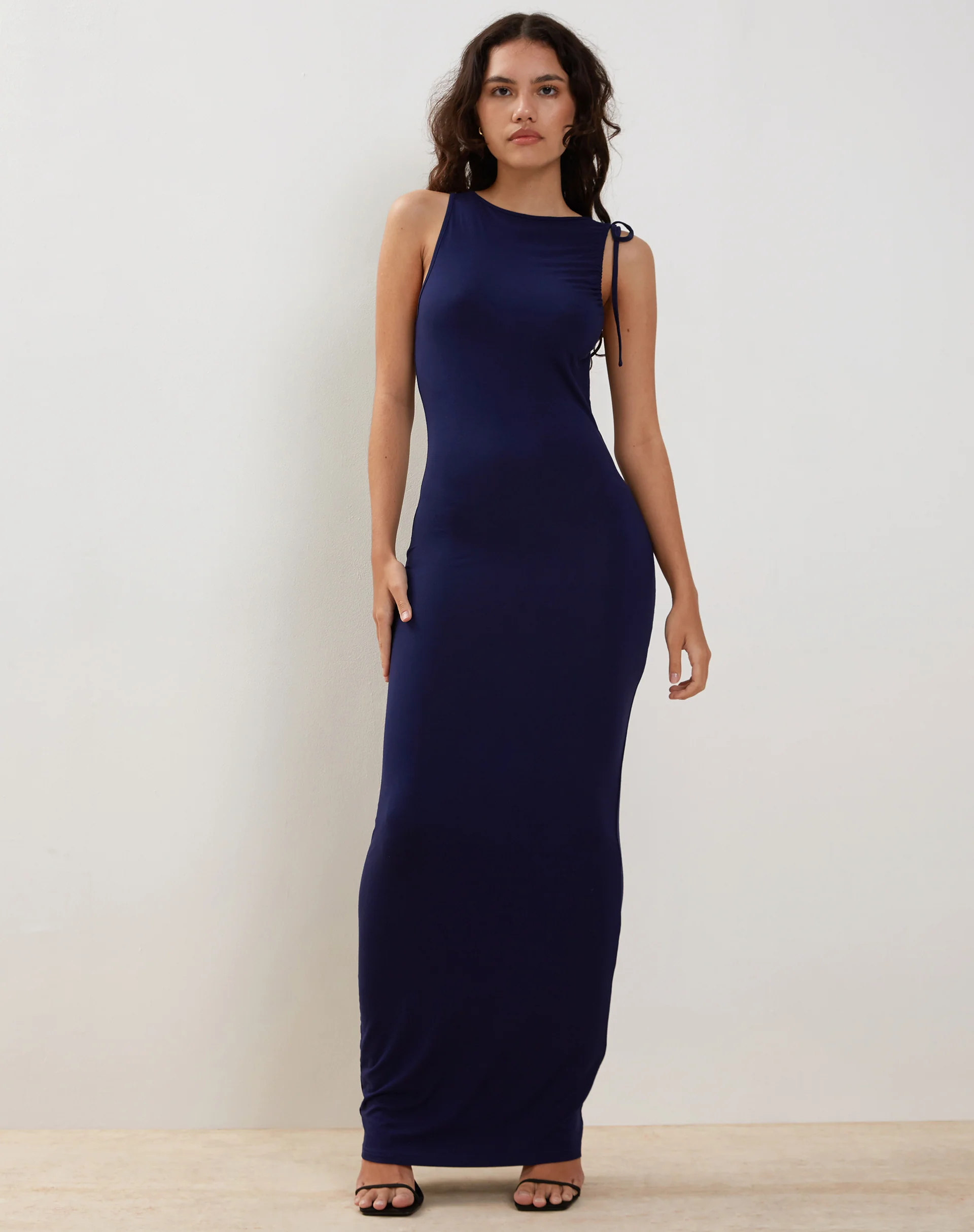 Elinor Maxi Dress in Slinky Midnight Blue - Image 2