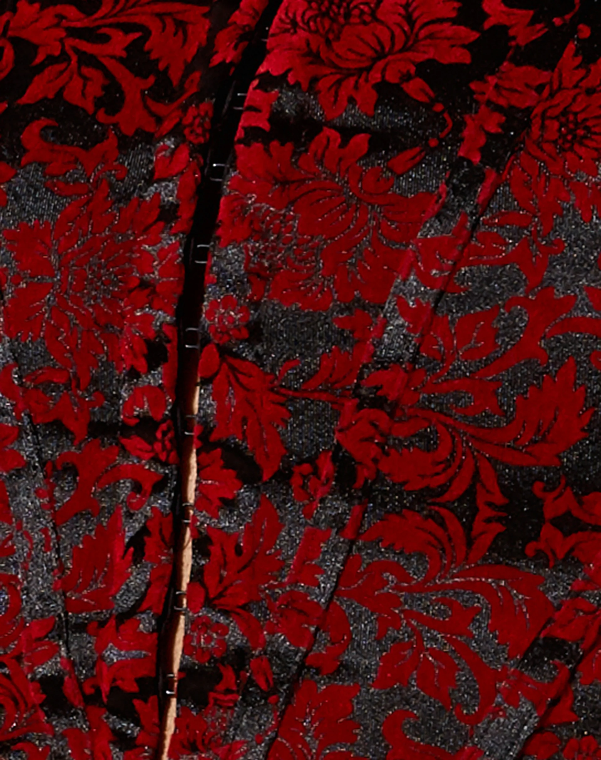 Elis Crop Top in Brocade Flower Black and Red - Image 5