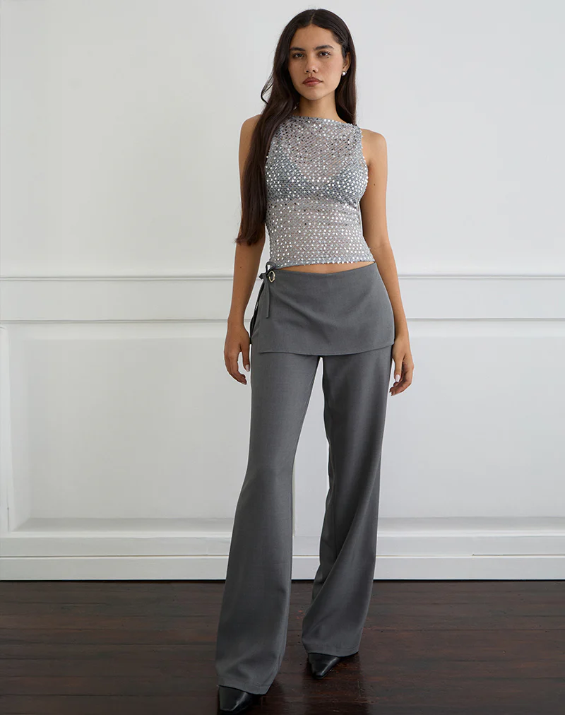 Elka Wrap Trouser in Tailoring Charcoal - Image 2