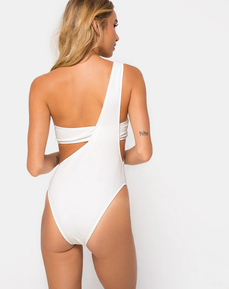 Elkin Swimsuit in Textured White - Image 2