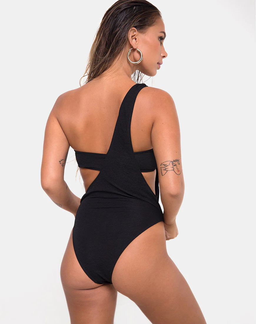 Elkin Swimsuit in Textured Black - Image 3