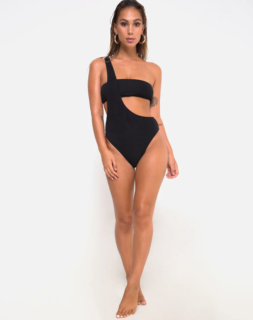 Elkin Swimsuit in Textured Black - Image 4