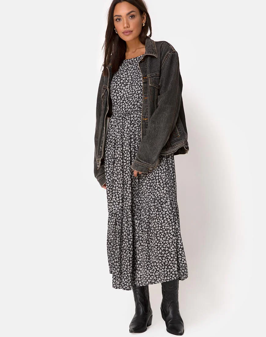 Ellery Dress in Ditsy Rose Black - Image 3