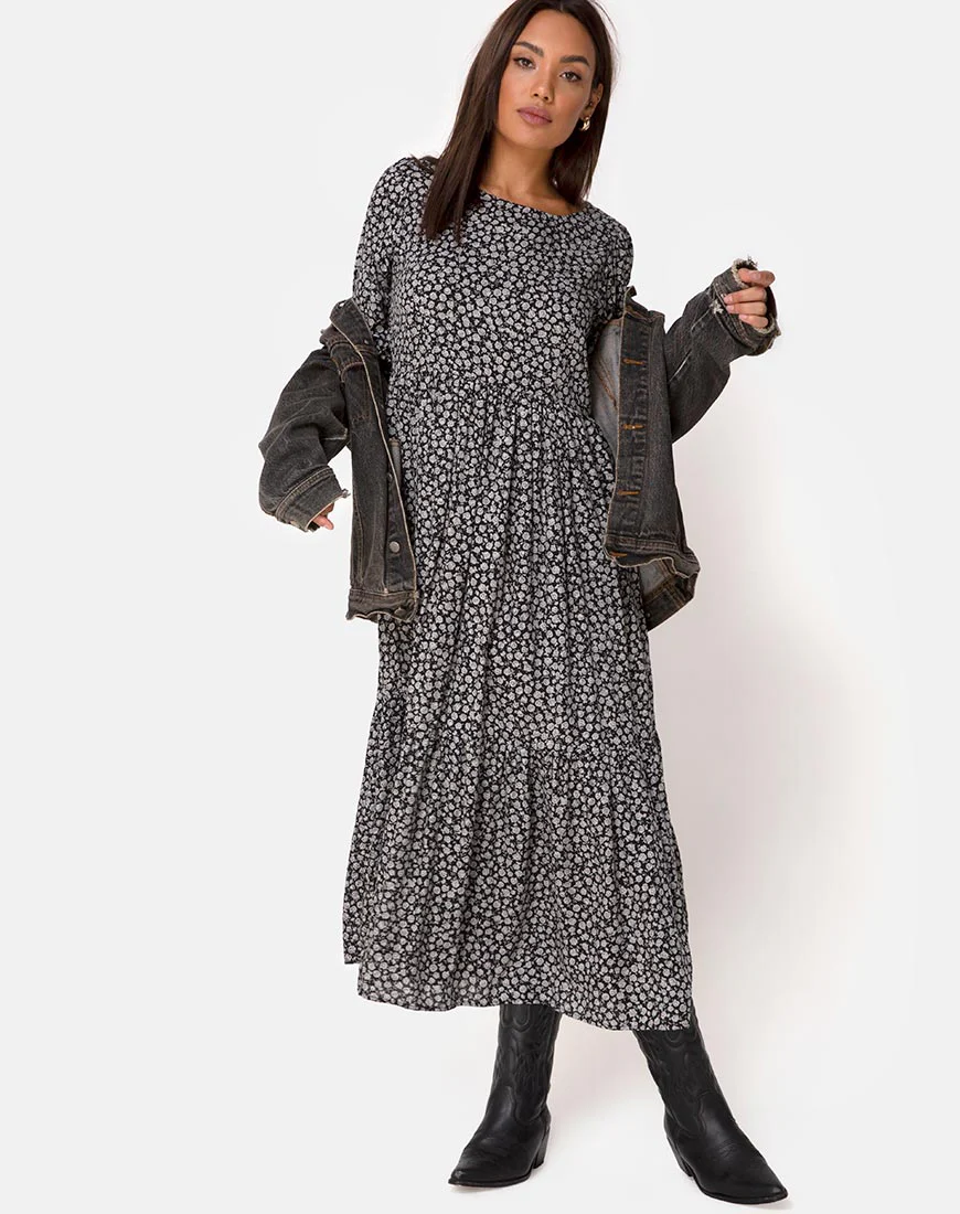 Ellery Dress in Ditsy Rose Black - Image 4